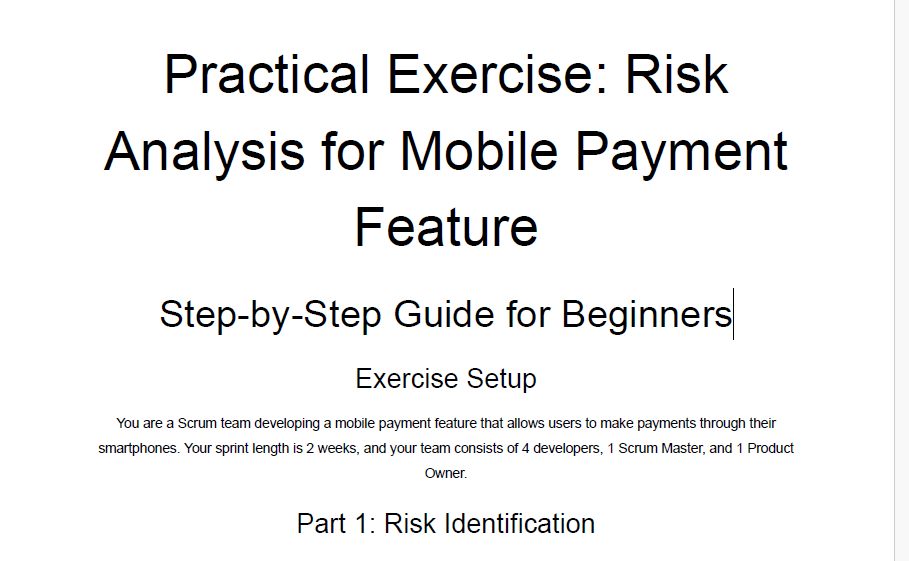 Risk Analysis Exercise in PDF