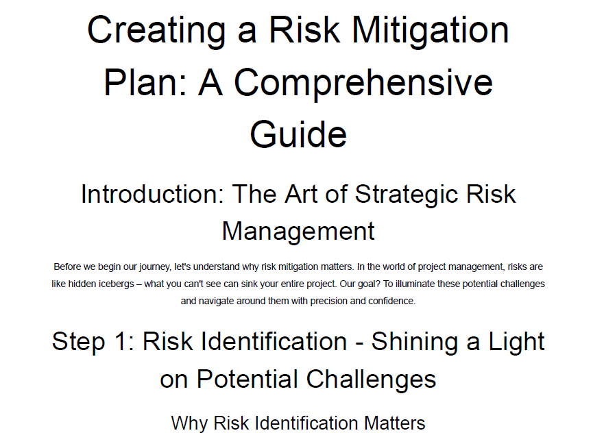 Creating a Risk Mitigation Plan Guide