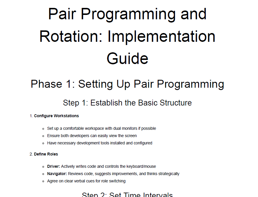 Pair Programming and Rotation